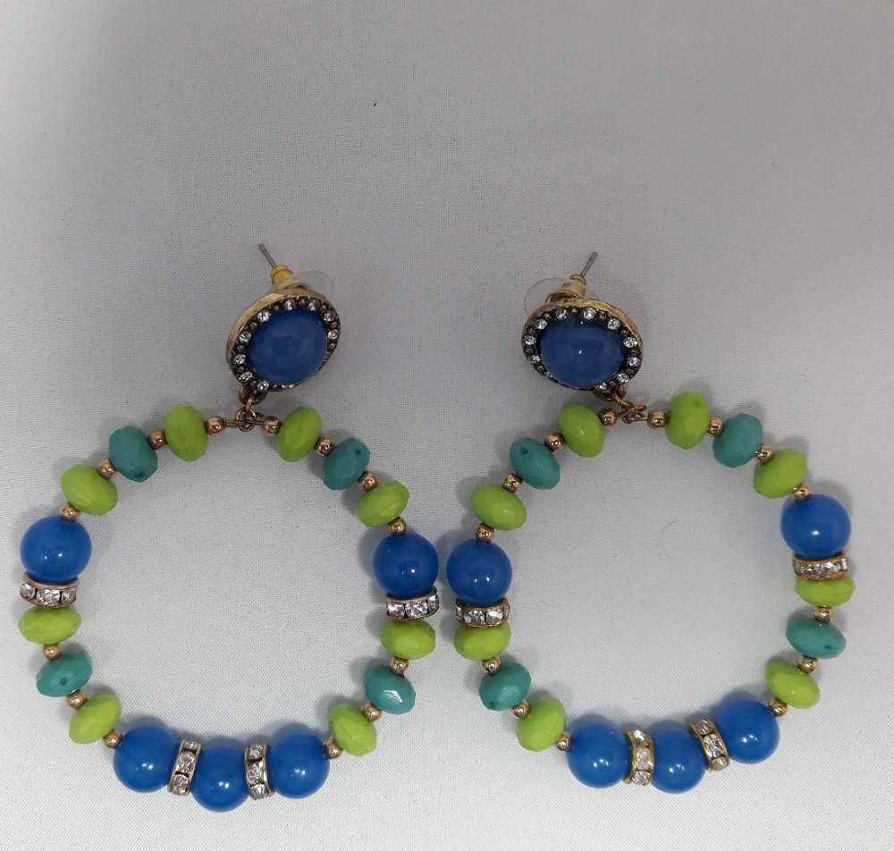 Blue/Green Large Gypsy Earrings